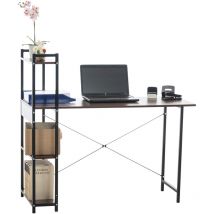 CLP - Bureau Poe avec Plateau en mdf Cadre en Tubes d'acier et Colonne de rangement Noyer
