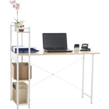 CLP - Bureau Poe avec Plateau en mdf Cadre en Tubes d'acier et Colonne de rangement Erable