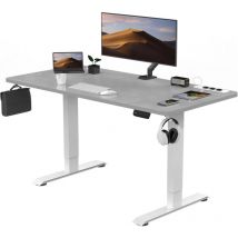Devoko - Bureau réglable en hauteur avec prise usb et chargeur sans fil Gris 160 cm x 80 cm - gris