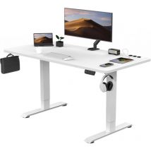 Devoko - Bureau réglable en hauteur avec prise usb et chargeur sans fil Blanc 160 cm x 80 cm - noir
