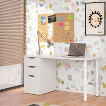 Hogar24 - Bureau Réversible Avec Commode À Deux Tiroirs Et Une Porte, Couleur Blanche, Dimensions 138 X 74 X 60 Cm