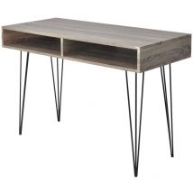 Helloshop26 - Bureau table meuble travail informatique avec 2 compartiments gris