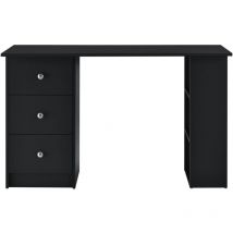 Helloshop26 - Bureau table poste de travail informatique avec 3 tiroirs bois mélaminé 120 cm noir