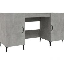 Helloshop26 - Bureau table poste de travail meuble d'ordinateur informatique étude 140 x 50 x 75 cm bois d'ingénierie gris