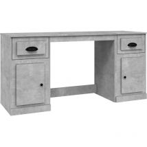 Helloshop26 - Bureau table poste de travail meuble d'ordinateur informatique étude avec armoire bois d'ingénierie gris