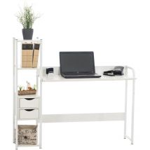 CLP - Bureau Widnes avec Plateau en mdf Cadre en Tubes d'acier et Colonne de rangement Blanc / Blanc