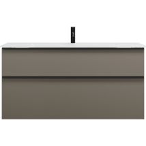 Burgbad Eqio Glas-Waschtisch 1220 x 490 x 615 mm inkl. Waschtischunterschrank Weiß 1 Schublade 1 Auszug
