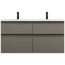 Burgbad Eqio Glas-Doppelwaschtisch – 1220 x 490 x 615 mm – Weiß – Inklusive Waschtischunterschrank mit 2 Schubladen