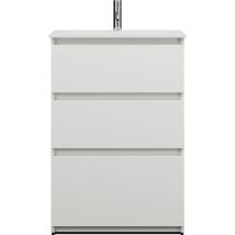 Burgbad Lin20 Mineralguss-Waschtisch Weiß Matt – 620mm x 415mm – inklusive Siphon und Abdeckung – ultraschmutzabweisende Oberfläche