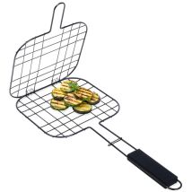 Vaggan Burger Grillrost schwarz pulverbeschichtet 49,5 cm – 21,5 x 21,5 cm – für Fleisch, Fisch, Gemüse