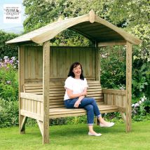 Zest - Burghley Arbour Wooden Garden 3 Seater Bench Shelter Sun Shade Extra Deep