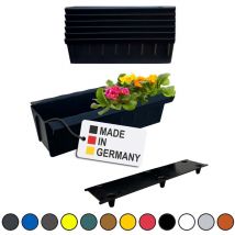 Buri - 6 Euro-Paletten Blumenkästen-Einsätze inkl. Bewässerungsmatte mit Hängesystem zum Einhängen 37,3cm Schwarz Pflanzkasten für Europalette
