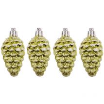 Weihnachtsbaum Weihnachtsbaumkugeln Baumschmuck Baumkerzen Lichterkette - Zapfen 4er-set Grün - Buri