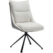 Bürostuhl ergonomisch Drehstuhl Patchwork aus Leinen und PU-Leder Schreibtischstuhl für Arbeitszimmer/Büro, Beige