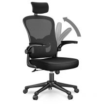 Bigzzia - Bürostuhl Ergonomisch Schreibtischstuhl mit Verstellbarer Kopfstütze, Armlehnen, Lendenwirbelstütze, Drehstuhl Wippfunktion - Chefsessel