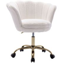 Wahson Office Chairs - Bürostuhl Chefsessel höhenverstellbar für Wohnzimmer aus Kunstfell drehbar mit Rollen Weiß Wahson