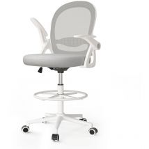 Naspaluro - Bürostuhl mit Fußstützenring Bürostuhl Ergonomisch mit Lendenwirbelstütze, Schreibtischstuhl mit klappbare Armlehnen, Höhenverstellbarer,