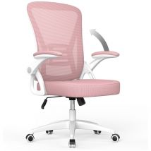 Naspaluro - Bürostuhl – napaluro ergonomischer Sitz – Sessel mit 90° klappbarer Armlehne – Lordosenstütze – höhenverstellbar - Rosa