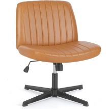 Sweetcrispy - Bürostuhl Ohne Armlehne, Gehoben und Bequemes PU-Leder Criss Cross Chair, mit Verbreitertem Sitzkissen Schneidersitz Stuhl, Geeignet