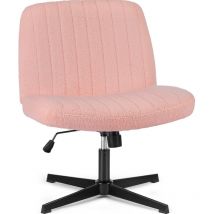 Sweetcrispy - Bürostuhl Ohne Armlehne, Teddysamt und Bequemes Netzgewebe Criss Cross Chair, mit Verbreitertem Sitzkissen Schneidersitz Stuhl,