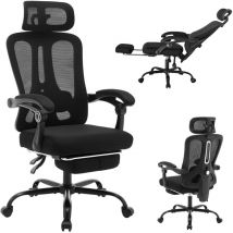 Bürostuhl,ergonomischer Schreibtischstuhl,Chefsessel (Drehstuhl,90° bis 140° Wippfunktion,leise Rollen),verstellbare