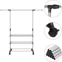 Skecten - Burro Ropa con Ruedas, Perchero Burro Extensible(91-164)cm, Estante de Almacenamiento
