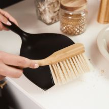 Bürste BAMBUS und Kehrschaufel klein schwarz 29x19 cm 968154