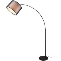 Frankystar - Burton Lampadaire Arc en Métal Noir Abat-jour Blanc et Diffuseur Extérieur Perforé Noir h. 171Cm