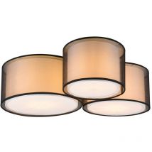 Frankystar - Burton Plafonnier Métal Noir 3 Abat-jour Blancs et Diffuseurs Extérieurs Perforés Noir d. 65cm