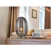 Ovila Lampada da tavolo in vetro cromato grigio fumo, E27 - Schuller