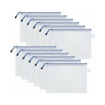 12pc Busta portadocumenti con cerniera A4, cartelle portadocumenti, buste portadocumenti in plastica pvc trasparente, borse organizzative per