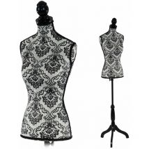 Buste de couture mannequin femme déco vitrine noir et blanc DEC04006