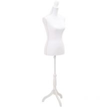 Maison Chic - Buste de présentation Femme Buste Mannequin de Couture Blanc 28758
