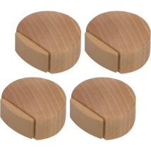 Soleil - Lot de 4 butées de porte adhésives - Butées de porte en bois pour sols et parquets Butées de porte sobres et élégantes