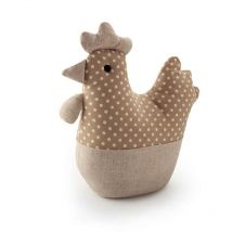 Butée De Porte Textile Retient-Porte 1kg Poule Beige. Inofix