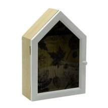 Porte-clés porte feuilles maison en bois 3p cm17,5x8,2h25