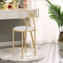 Butterfly Backrest Chair Soft Cushion Lounge Makeup Dresser Chairs with Gold Frame, White