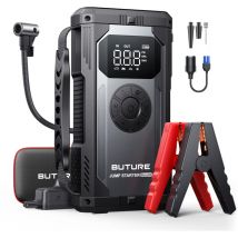 Buture Auto Starthilfe Powerbank mit Luftkompressor, 4000A/23800 mAh/12 V/150PSI Spitzenstrom Starthilfe Powerbank für All Benzin und 10.0L