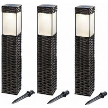 Buvtec '3er Set' led Solar Standleuchtenset Rattan 3500 k