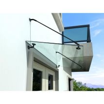 Buylando - 1x STR-Halter für Glasvordach - Edelstahl Schwarz Pulverbeschichtet