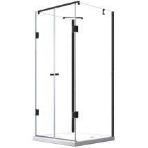 Buylando - Emma 90x80x90 cm H:195 cm U-Form Duschkabine Schwarz Beschläge