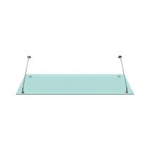 Str) 200x90 cm Milchglas Glasvordach inkl. Edelstahlhalter gebürstet - Buylando