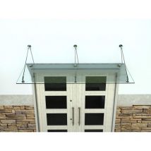 Buylando - 3STR) 200x90 cm Klarglas Glasvordach inkl. Edelstahlhalter gebürstet