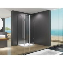 Buylando.shop - Emma 80x90x195cm U-Forma Box Doccina - 8mm - vetro temprato - porte a battente - Transparent