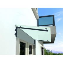 Buylando - l) 200x90 cm Milchglas Glasvordach inkl. Edelstahlhalter ral 7016