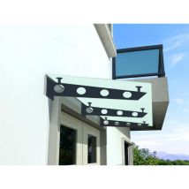 Buylando - 3S) 250x90 cm Milchglas Glasvordach inkl. Edelstahlhalter ral 7016