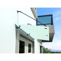 FRStr-7016 250x90cm Auvent en verre laiteux - Auvent - Pavillon - support inclus - Buylando.shop