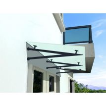 FRV-7016 230x90cm Auvent en verre laiteux - Auvent - Pavillon - support inclus - Buylando.shop