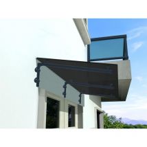 GRL-7016 200x90cm vdb Auvent en verre gris - Auvent - Pavillon - support inclus - Buylando.shop