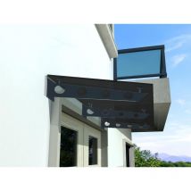 GRS-7016 200x90cm vdb Auvent en verre gris - Auvent - Pavillon - support inclus - Buylando.shop